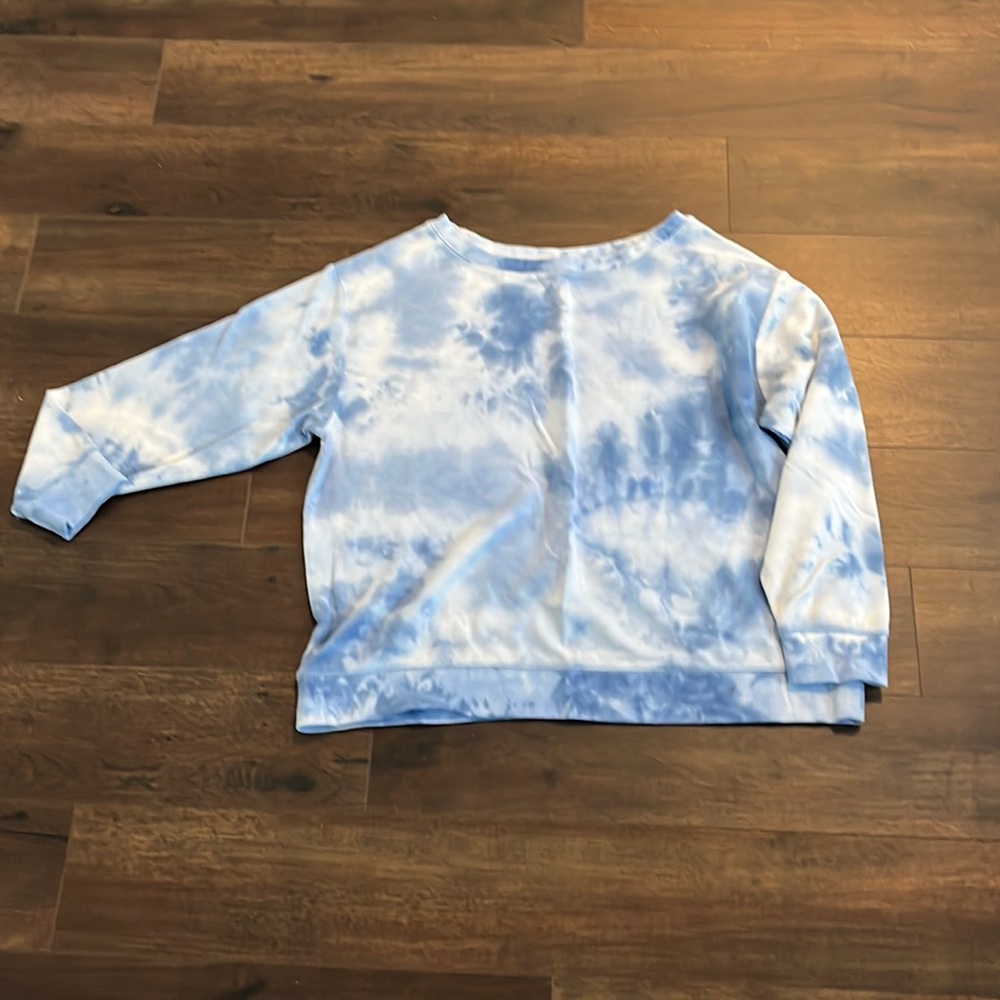 Splendid Blue Tie Dye Waffle Long Sleeve Shirt XL